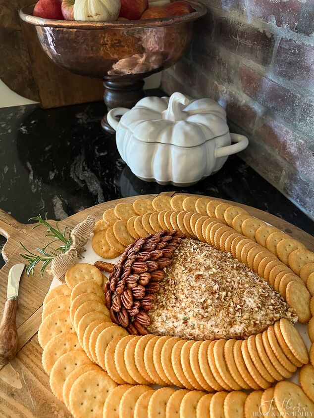 best ranch cheese ball recipe hit of the holiday party, acorn cheeseball with pecans and pretzel stem