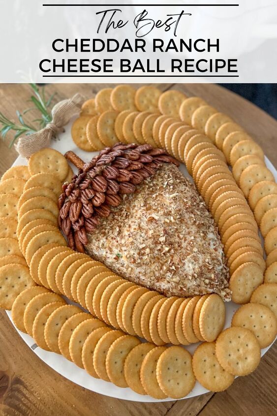 best ranch cheese ball recipe hit of the holiday party, the best cheddar ranch cheese ball recipe pinterest graphic