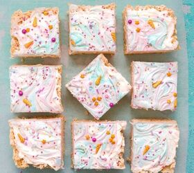 the best unicorn rice krispie treats ever, Cut the block into 9 equal pieces