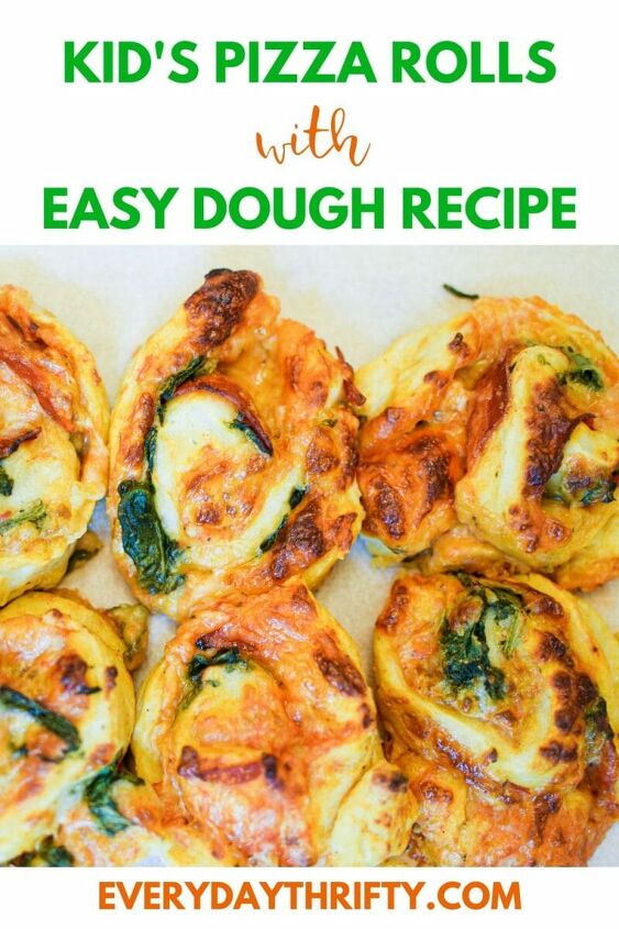 easy pizza rolls with homemade pizza dough recipe, pinterest graphic for easy pizza rolls recipe