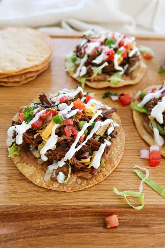 Tostadas With Shredded Beef Toppings