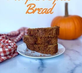 whole wheat pumpkin spice bread, Whole wheat pumpkin spice bread slices stacked on plate