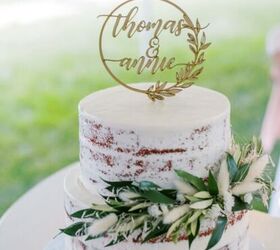 what we put on a fall charcuterie board, a naked wedding cake with a wooden topper that says Thomas Annie for their covid wedding