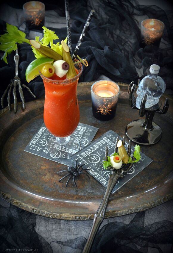 Dress Up Your Bloody Mary as a Bloody Scary Cocktail homeiswheretheboatis net Halloween cocktail