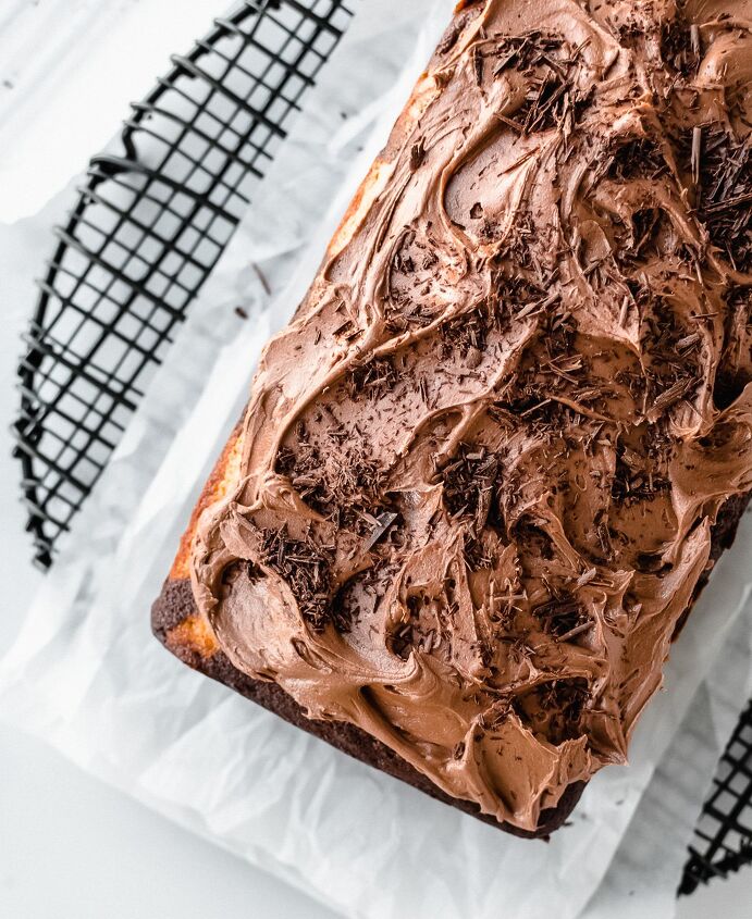 marble loaf cake with chocolate buttercream