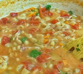best recipe for pasta fagioli soup, pasta fagioli in the dutch oven after adding fresh parsley
