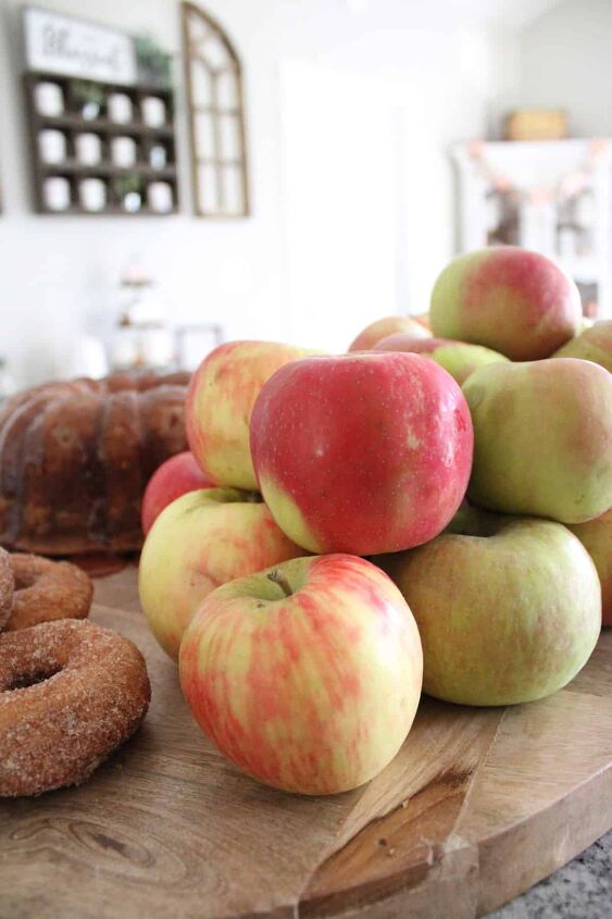 fresh apple walnut cake with caramel glaze, Close up of Apples