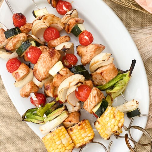 the best ever homemade swedish meatballs recipe, Marinated chicken and veggies on skewers Ready for the grill