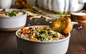 Creamy Chicken and Wild Rice Soup With Parmesan Herb Toast