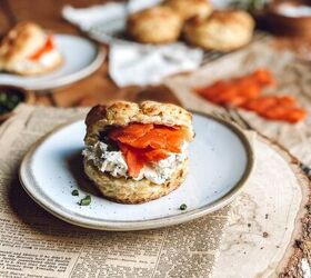 Feta Chive Buttermilk Biscuits With Cream Cheese and Salmon