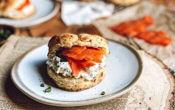 Feta Chive Buttermilk Biscuits With Cream Cheese and Salmon