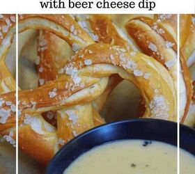 close up of Homemade Pretzels with a bowl of Beer Cheese Dip