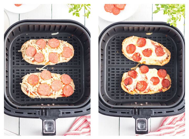 air fryer french bread pizza, Air Fryer French Bread Pizza being cooked in air fryer