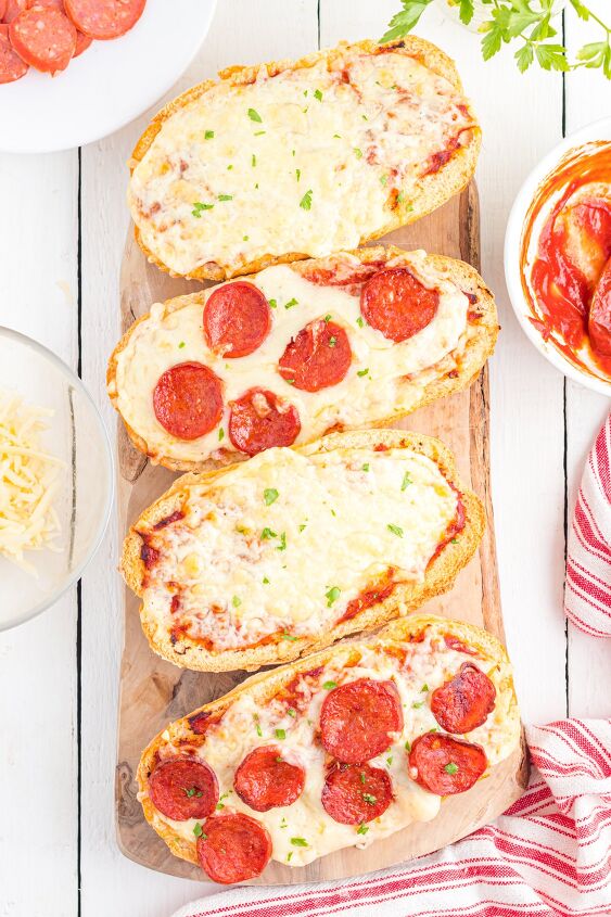 air fryer french bread pizza, Air fryer french bread pizzas on cutting board