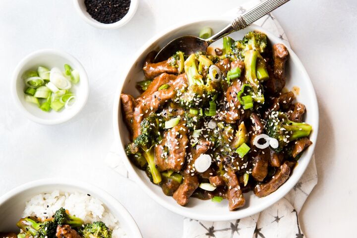 instant pot beef and broccoli, serving bowl full of Instant Pot beef and broccoli
