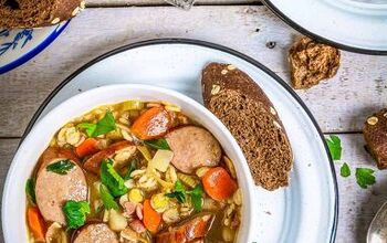 Barley Sausage & Vegetable Soup With Bacon - Graupensuppe
