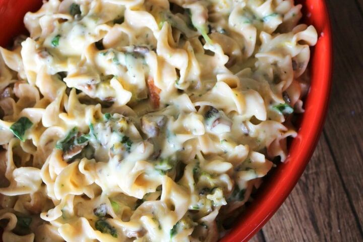 how to make easy creamy egg noodles with vegetables, How to make an easy Creamy Noodles with Roasted Vegetables MommySnippets com NoOtherNoodle NoYolks IC ad