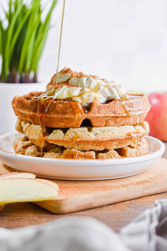 easy apple cinnamon waffles, Top the waffles with whipped cream for extra indulgence