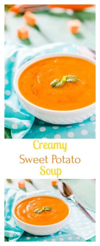 creamy sweet potato soup, Curl up to a hot bowl of health and comfort with this Creamy Sweet Potato Soup recipe