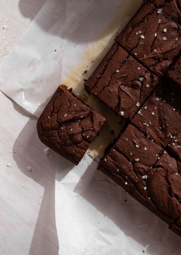 dairy free gluten free black bean brownies, Add a little flakey sea salt for the perfect balance of sweet and salty