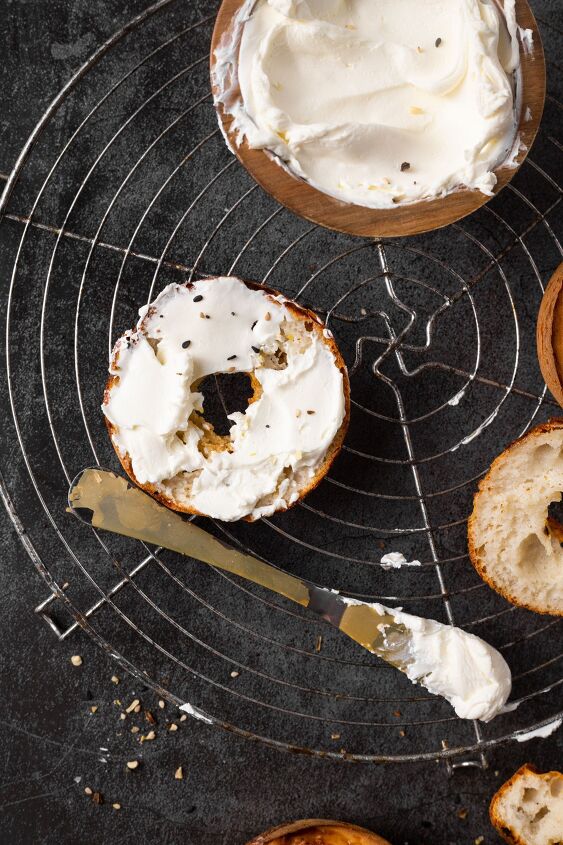 easy paleo bagels, Just a little dairy free cream cheese is all this bagel needs to be perfect
