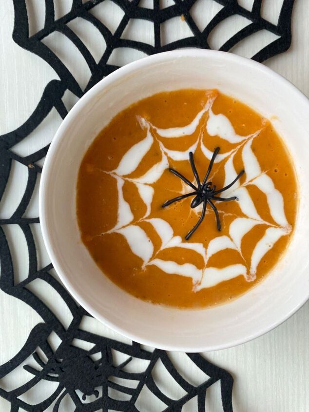 spider web tomato sweet potato red lentil soup