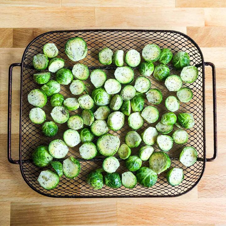 maple balsamic brussels sprouts, Add to the air fryer basket and cook 15 20 minutes