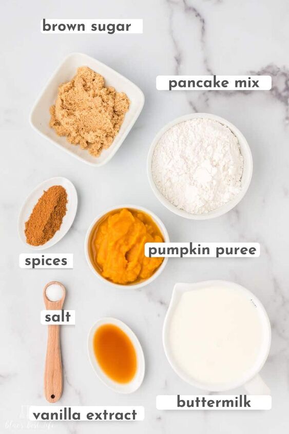 easy fluffy pumpkin pancakes with pancake mix, The ingredients for the pumpkin pancakes