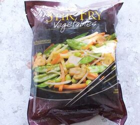 instant pot chicken stir fry, package of frozen vegetables from trader joes