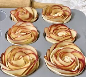 baked apple rose wreath, Baked Apple Roses in a muffin pan ready to go in the oven