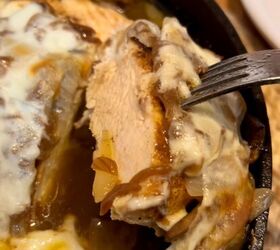 cast iron french onion chicken with mushrooms, So juicy have a bite