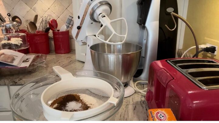delicious ina garten ginger cookies for fall, Here are all the spices in a sifter with the flour and salt The Mixer is fitted with a paddle attachment