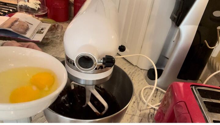 delicious ina garten ginger cookies for fall, Here is the mixer fitted with the paddle attachment and I am just about to add the eggs to the batter