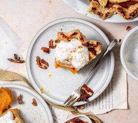 classic eggless pumpkin pie with coconut milk, a slice of the pumpkin pie on a plate