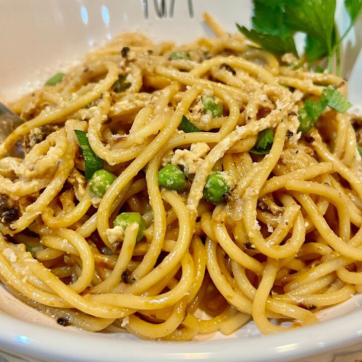 ww spaghetti carbonara with peas, Spaghetti Carbonara with Peas Yum