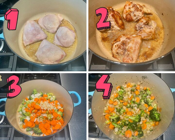 gluten free chicken soup recipe, process shots showing how to make gluten free chicken soup in a pot