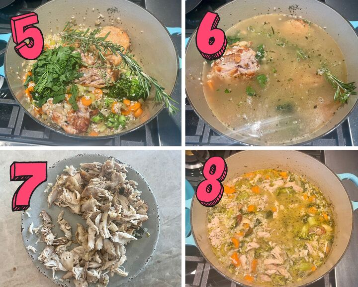 gluten free chicken soup recipe, process shots showing how to make gluten free chicken and rice soup