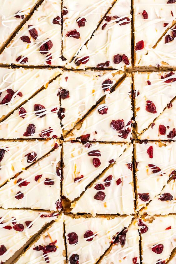 starbucks cranberry bliss bars copycat recipe, Close up of completed and cut Starbucks Cranberry Bliss Bars Recipe