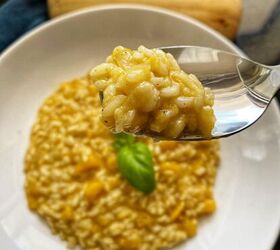 pumpkin risotto a flavorful easy recipe, risotto with pumpkin scoop in the spoon