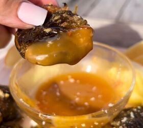 easy air fryer smashed brussels sprouts, Dip in a honey maple sauce so good