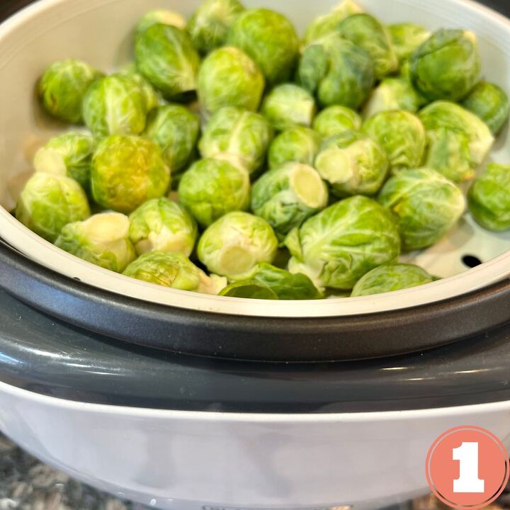 easy air fryer smashed brussels sprouts, Steam your Fresh Brussels sprouts