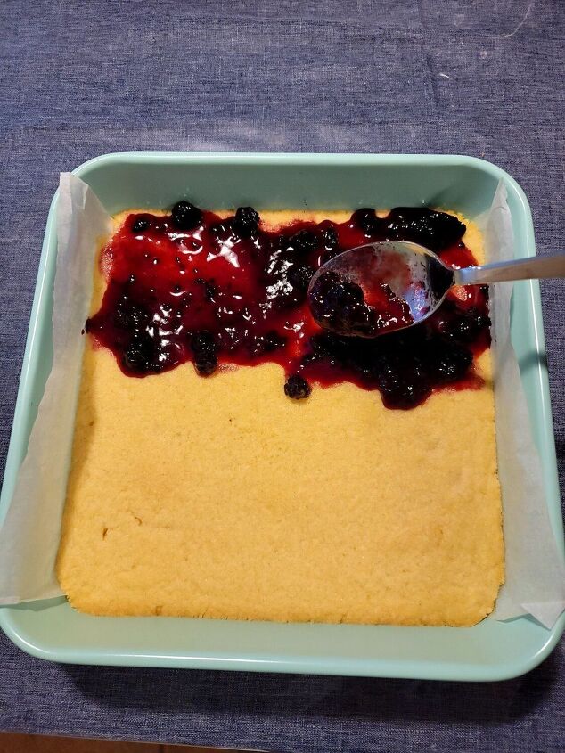 coconut cake with blackberry jam