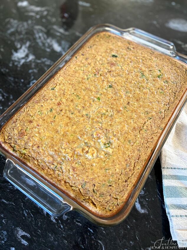 homemade southern cornbread dressing just like grandma s only easier, Pan of southern cornbread dressing
