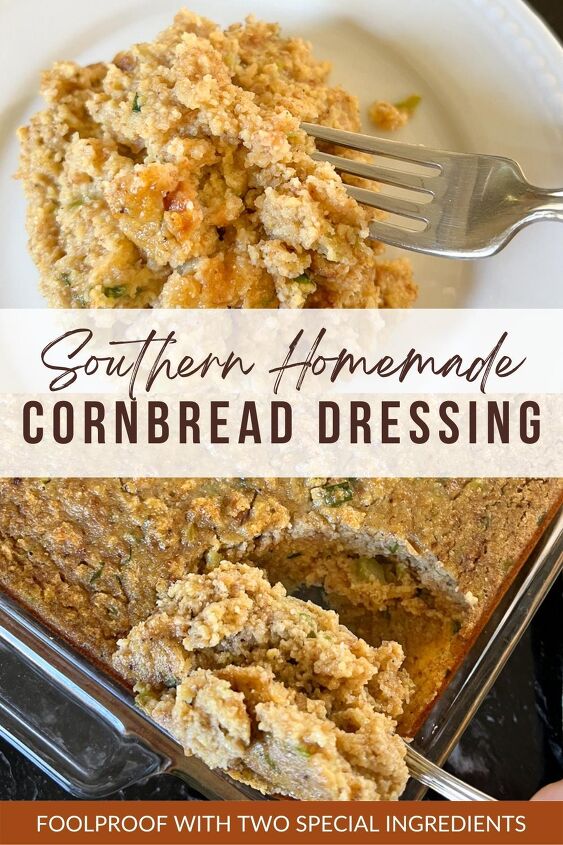 homemade southern cornbread dressing just like grandma s only easier, Southern Homemade Cornbread Dressing Pinterest Graphic