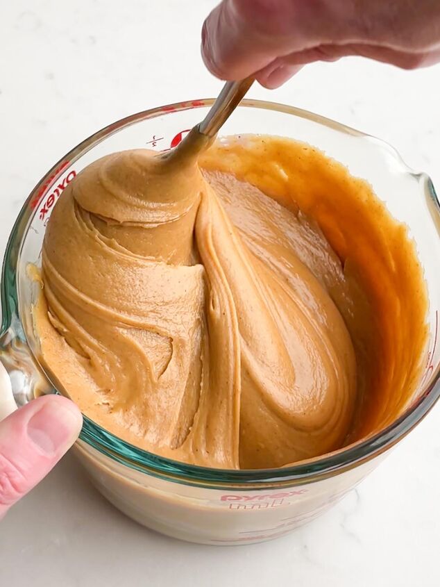 peanut butter fudge no bake, stirring the melted peanut butter fudge mixture