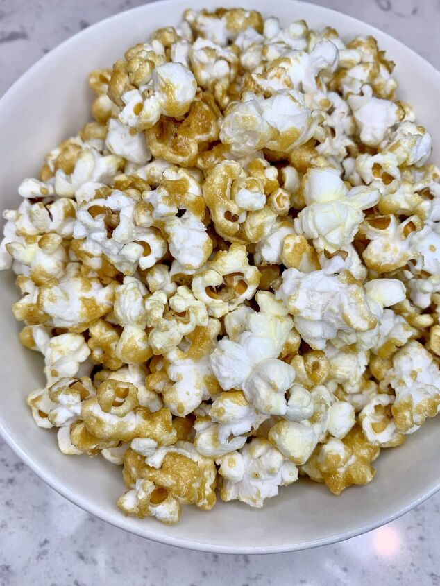 the most delicious caramel corn recipe for a sweet self care treat, caramel corn recipe