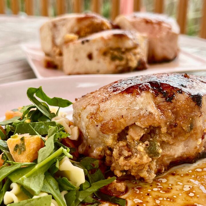 easy air fryer stuffed pork chops, Cornbread stuffed pork chops Delish