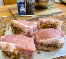 easy air fryer stuffed pork chops, Stuffed and ready to be cooked