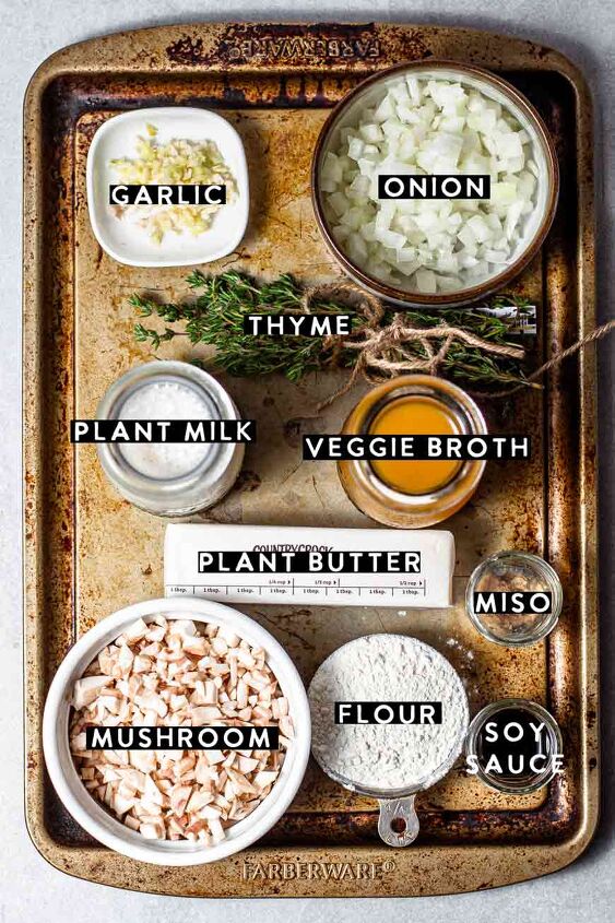 vegan miso mushroom onion gravy, the ingredients
