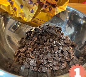easy two ingredient chocolate truffles with coconut cream, Pour your chips into a stainless steel mixing bowl